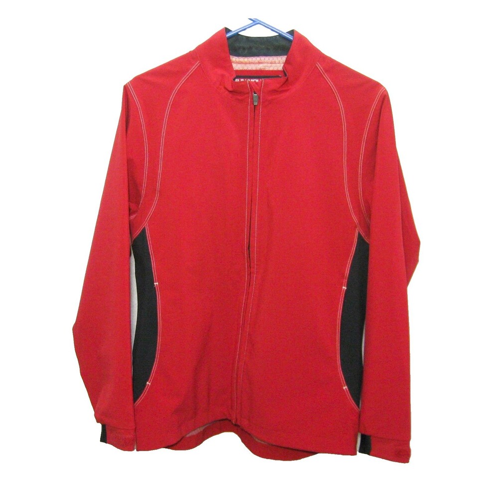 Sun Mountain Womens Medium Red Full Zipper Jacket Windbreaker Rain Coat Pockets